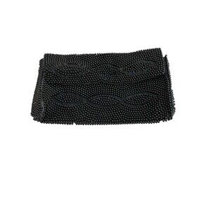 Bags By Susan Vintage Black Beaded Clutch Evening Bag Made In Japan